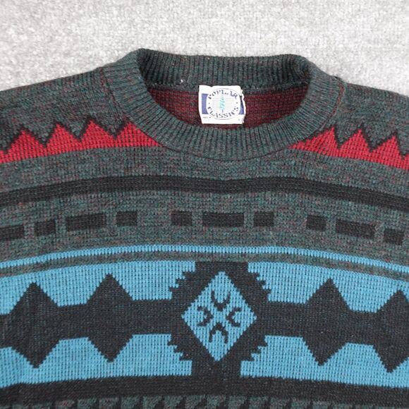 Vintage Poplar Classics Sweater Men's XL Multicolor Knit 100% Acrylic Made USA - Picture 2 of 10